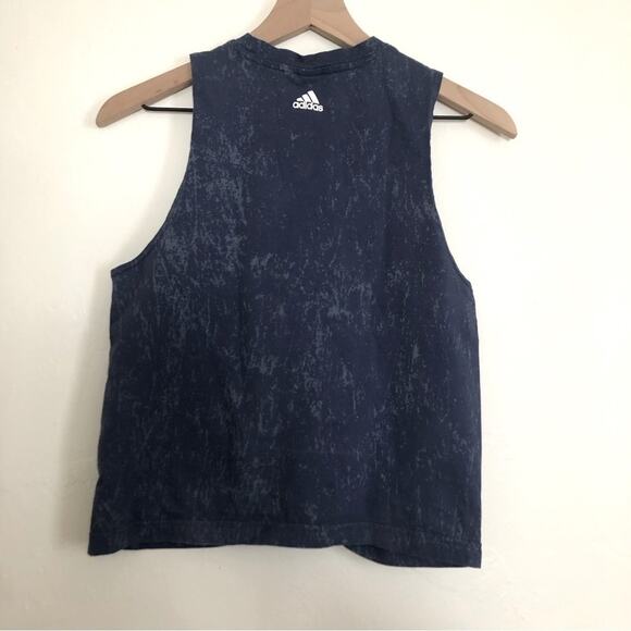❤️5/$25 SALE Adidas Navy Blue Crop Drop Armhole Gathered Front Muscle Tank Top - Picture 5 of 5
